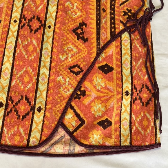 Free People Cleo Wrap Skirt in Rust Combo Size 6 - Picture 6 of 11